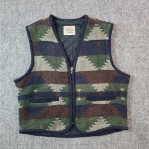 Vintage Napa Valley Rugged Wear Aztec Wool Vest Quilted Liner | L/XL